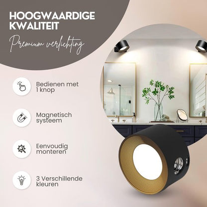 Draadloze Ronde Wandlamp | Flexibel, Dimbaar, Zonder Gedoe